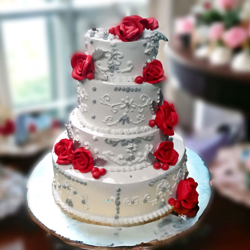 Four-Tier-White-Wedding-Cake